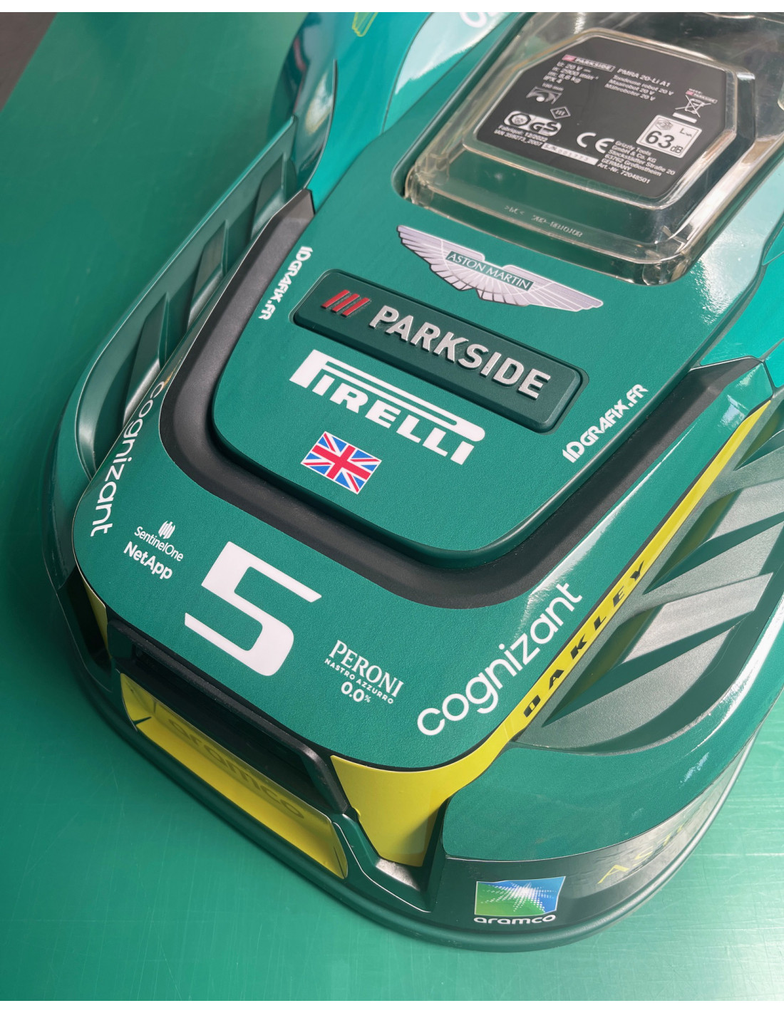 Aufkleber Aston Martin F1 Edition PARKSIDE RoboterRasenmäher (PMRDA