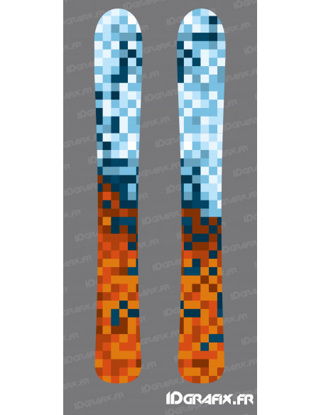Stickers Pixels Edition (Orange/Bleu) pour SKI -  Idgrafix Stickers Pixels Edition (Orange/Bleu) pour SKI -  Idgrafix