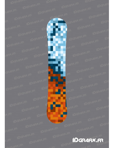 Pixels Edition Aufkleber (Blau/Orange) für Snowboard Pixels Edition Aufkleber (Blau/Orange) für Snowboard