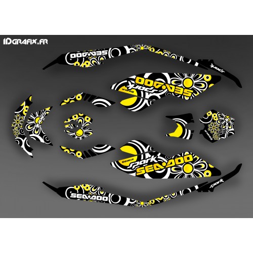 Kit décoration Full Spark Yellow Polynesian pour Seadoo Spark-idgrafix