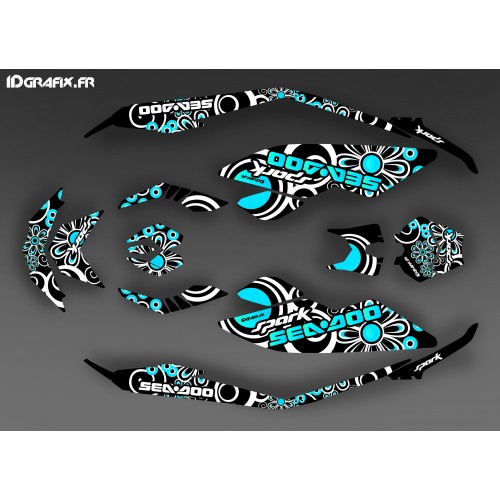 Kit dekor Full Spark Blue Polynesian für Seadoo Spark -idgrafix