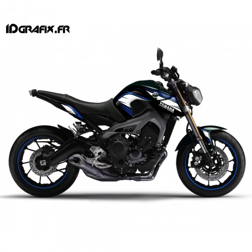 Kit décoration Racing bleu et blanc - IDgrafix - Yamaha MT-09 (jusqu'à 2016)-idgrafix