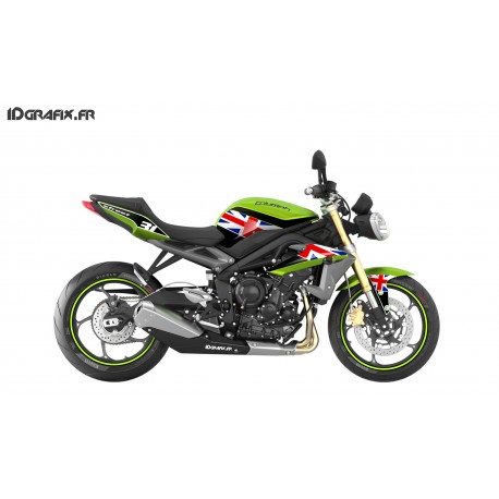 Kit déco Perso pour Triumph Speed triple (vert + GB Flag)