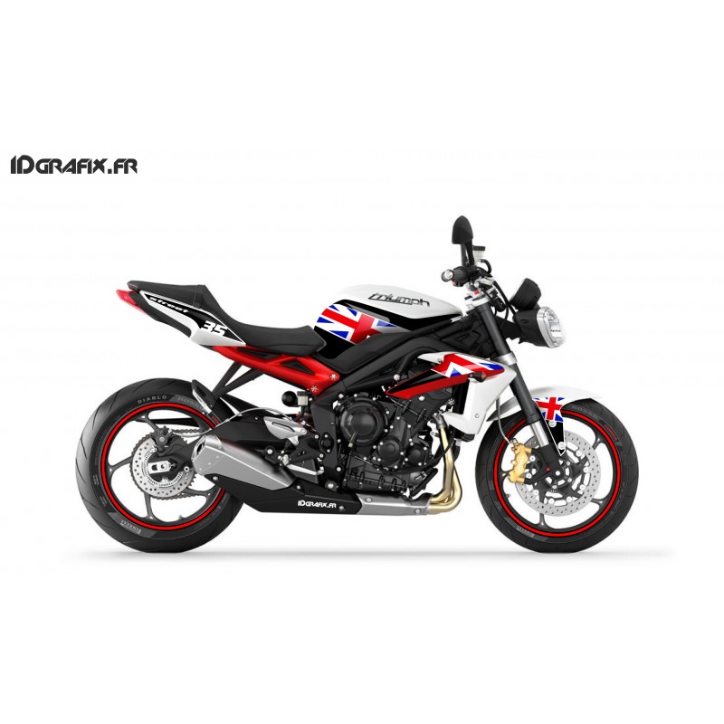 Kit-deco-Persönlich für Triumph Speed triple (Rot+GB Flag)-idgrafix