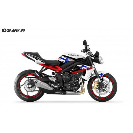 Kit déco Perso pour Triumph Speed triple (Rouge/Bleu+GB Flag)