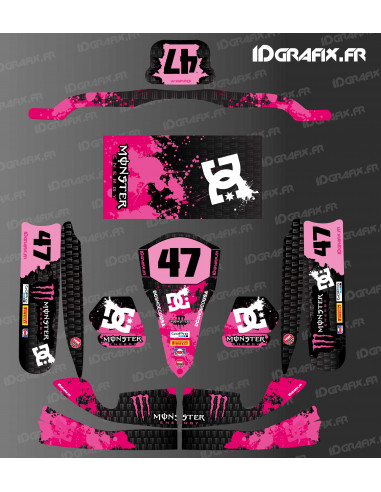 Kit de decoración Monster Edition (rosa) para Tony Kart M4 Karting - Idgrafix
