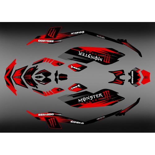 Kit dekor Full Spark Monster Red für Seadoo Spark -idgrafix