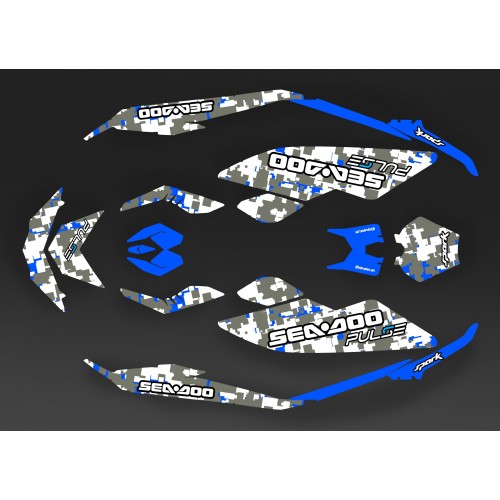 Kit dekor Full Spark Camo Blue für Seadoo Spark -idgrafix