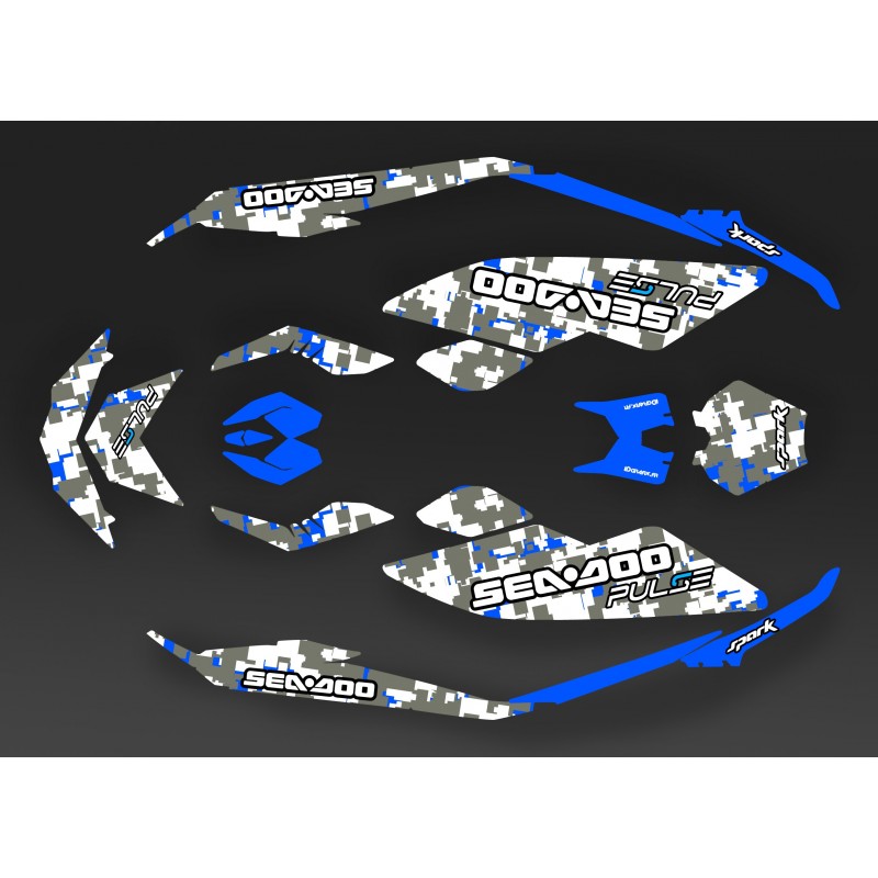 Kit dekor Full Spark Camo Blue für Seadoo Spark -idgrafix