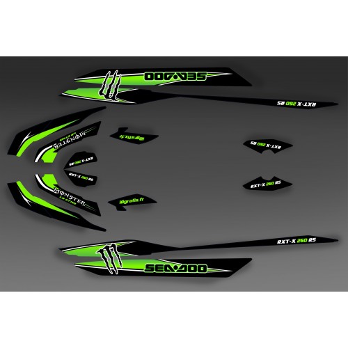 Kit décoration Monster Vert pour Seadoo RXT 260 / 300 (coque S3)-idgrafix