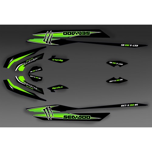 Kit décoration Monster Green for Seadoo RXT 260 / 300 (S3 hull) - IDgrafix