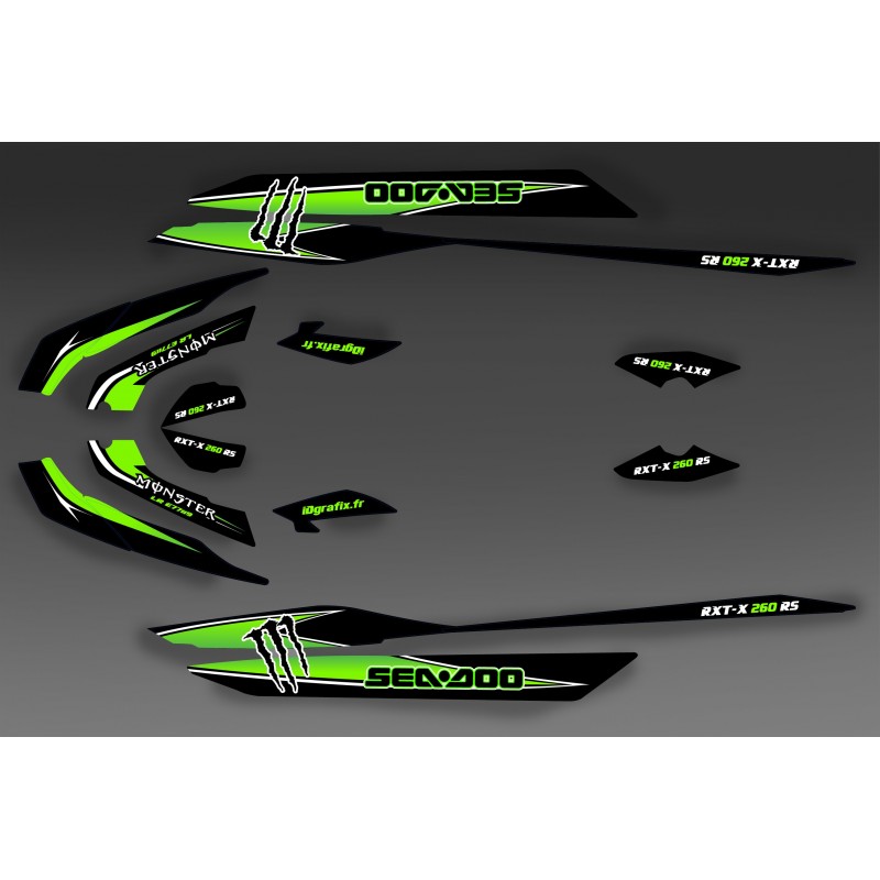 Kit dekor Monster Grün für Seadoo RXT 260 / 300 (S3-rumpf) -idgrafix