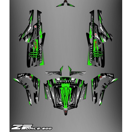 Kit décoration Monster Edition FULL (Noir/Vert) - Idgrafix - CF Moto ZForce