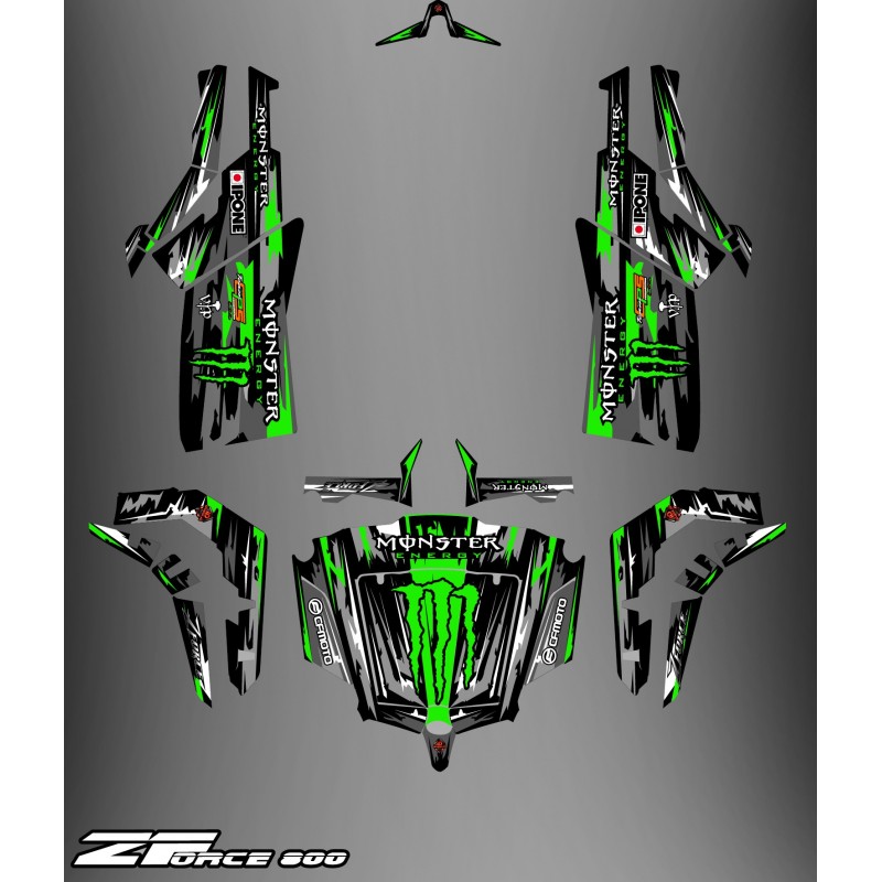 Kit dekor Monster Edition FULL (Schwarz/Grün) - Idgrafix - CF Moto ZForce-idgrafix