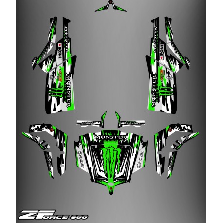 Kit décoration Monster Edition FULL (Grey/Green) - Idgrafix - CF Moto ZForce