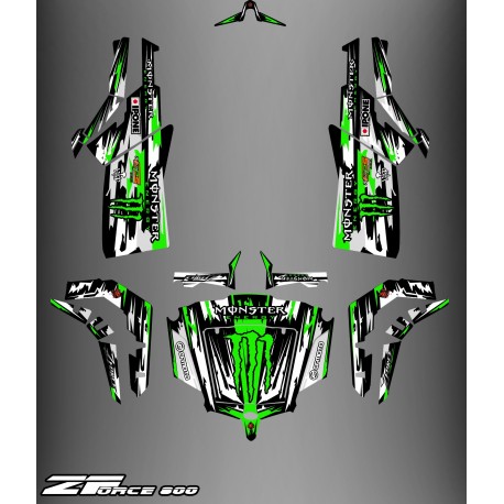 Kit de décoration Monstruo Edición COMPLETA (Gris/Verde) - Idgrafix - CF Moto ZForce