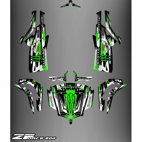 Kit décoration Monster Edition FULL (Grey/Green) - Idgrafix - CF Moto ZForce - IDgrafix