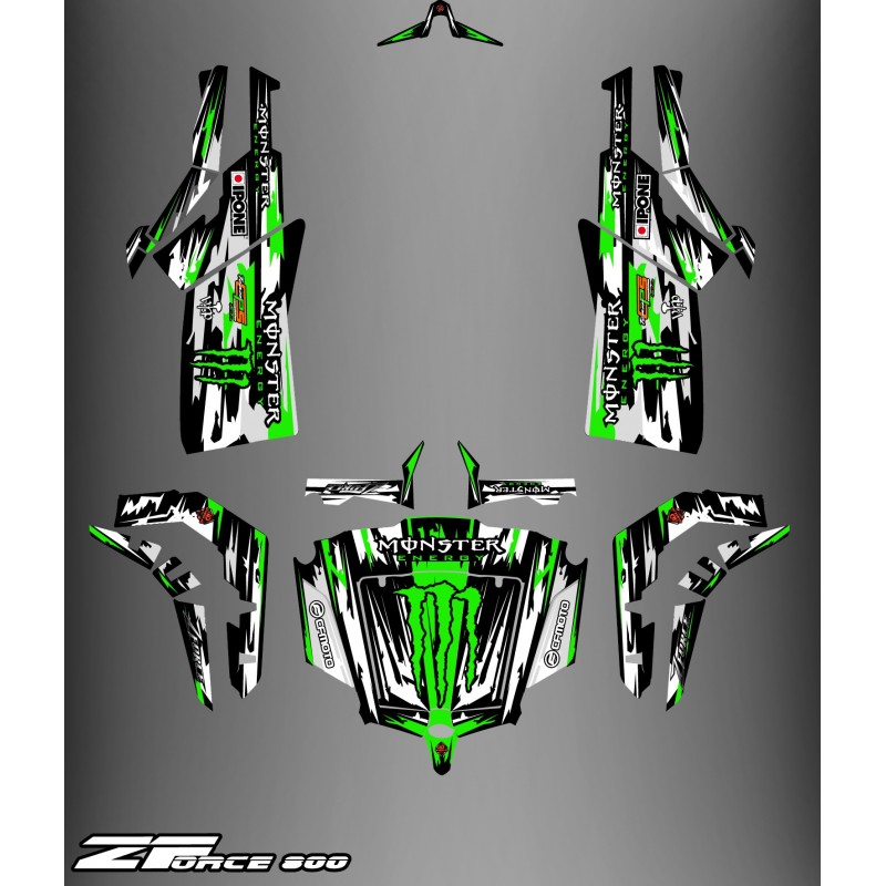 Kit dekor Monster Edition FULL (Grau/Grün) - Idgrafix - CF Moto ZForce-idgrafix