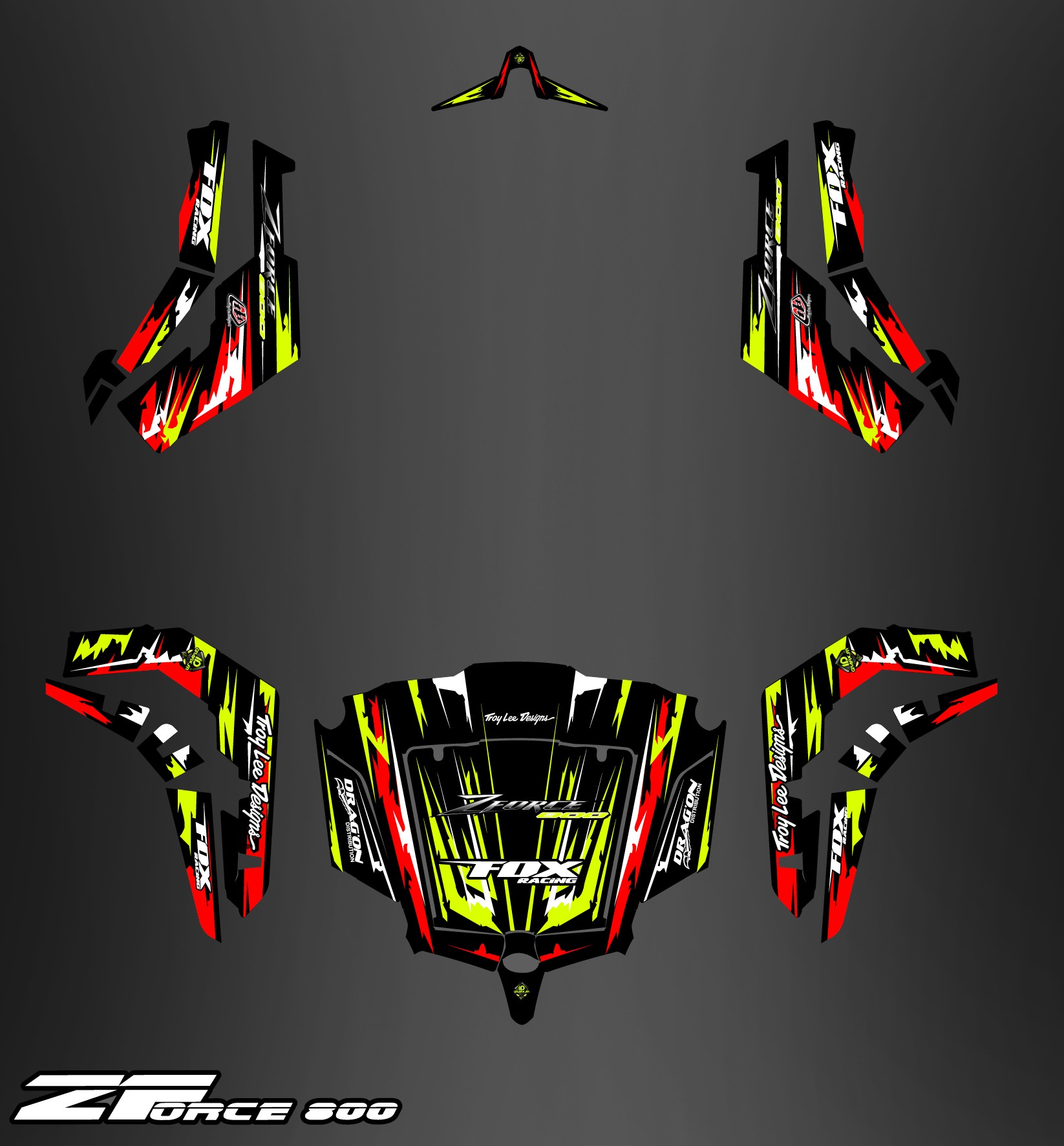 Kit Decoration Red Yellow Edition Full Idgrafix Cf Moto Zforce