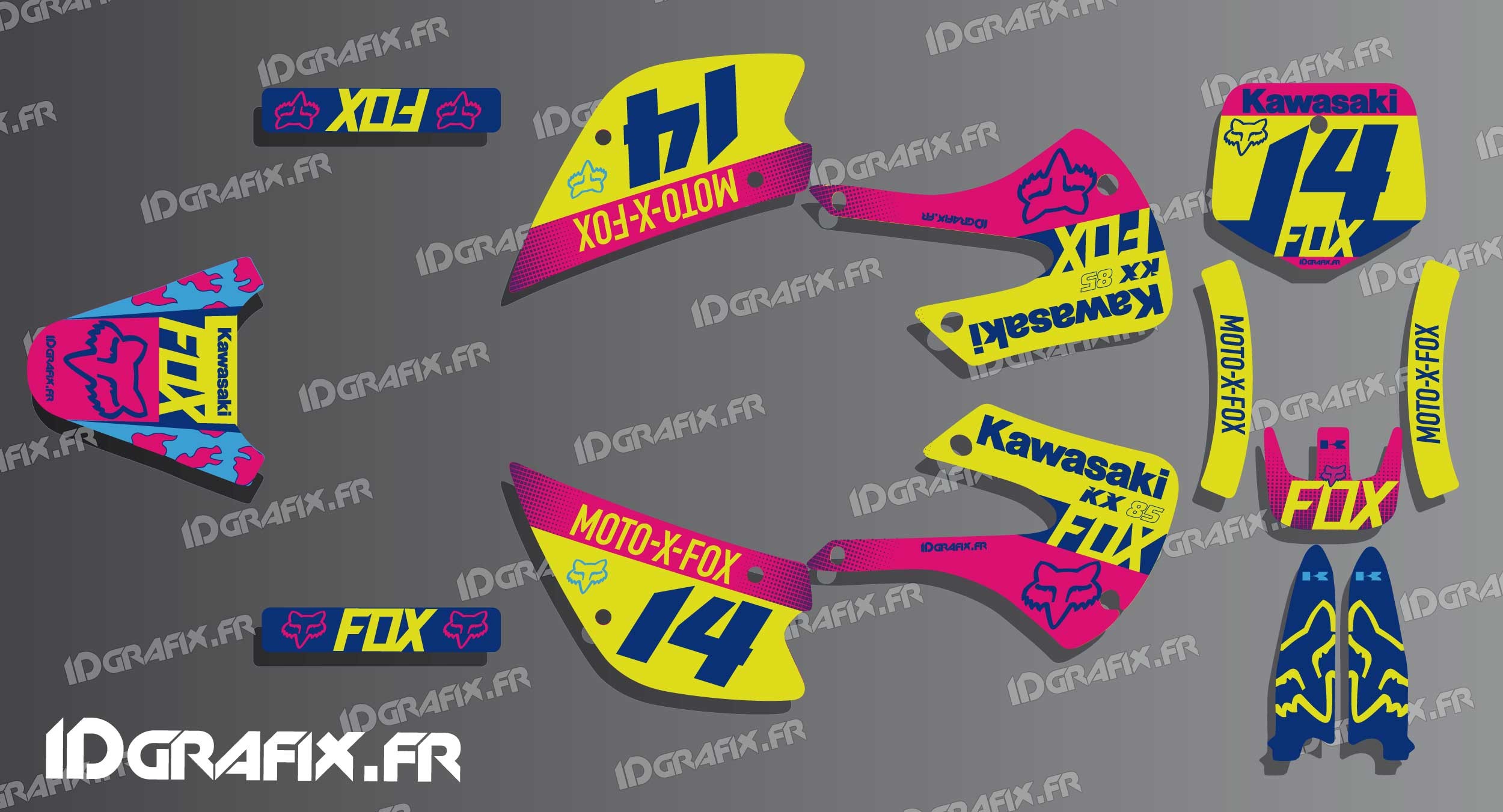 Kit deco FOX Racing for Kawasaki KX 65 / KX 85