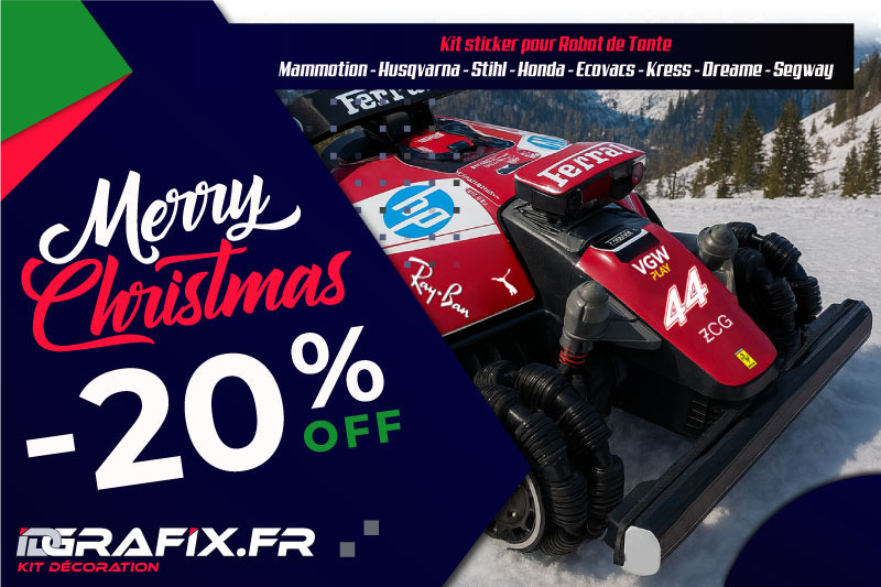 -20% en Décembre sur les kits stickers pour robots de tonte | IDgrafix